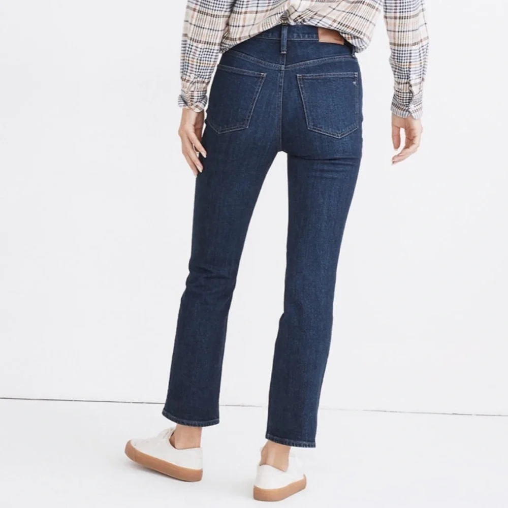 Madewell Slim Demi-Boot Jeans in Midwick Wash Size 31 Dark Blue Bootcut Jean - Picture 2 of 13